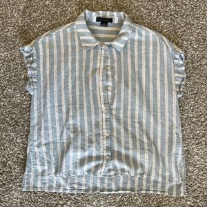 Blue and white womens button up.